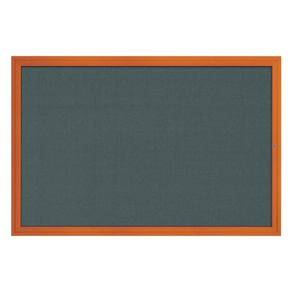 United Visual Products Hinge-less Radius Corkboard, 24"x36", Satin Alum Frame/Medium Grey UVEB2436R-SATIN-MEDGRY